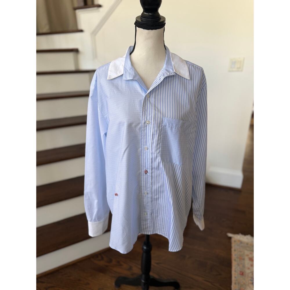 Wear Cissa "The Men's Shirt" Blue & White Pin Stripe Oversize Button Down M/L - Picture 3 of 9
